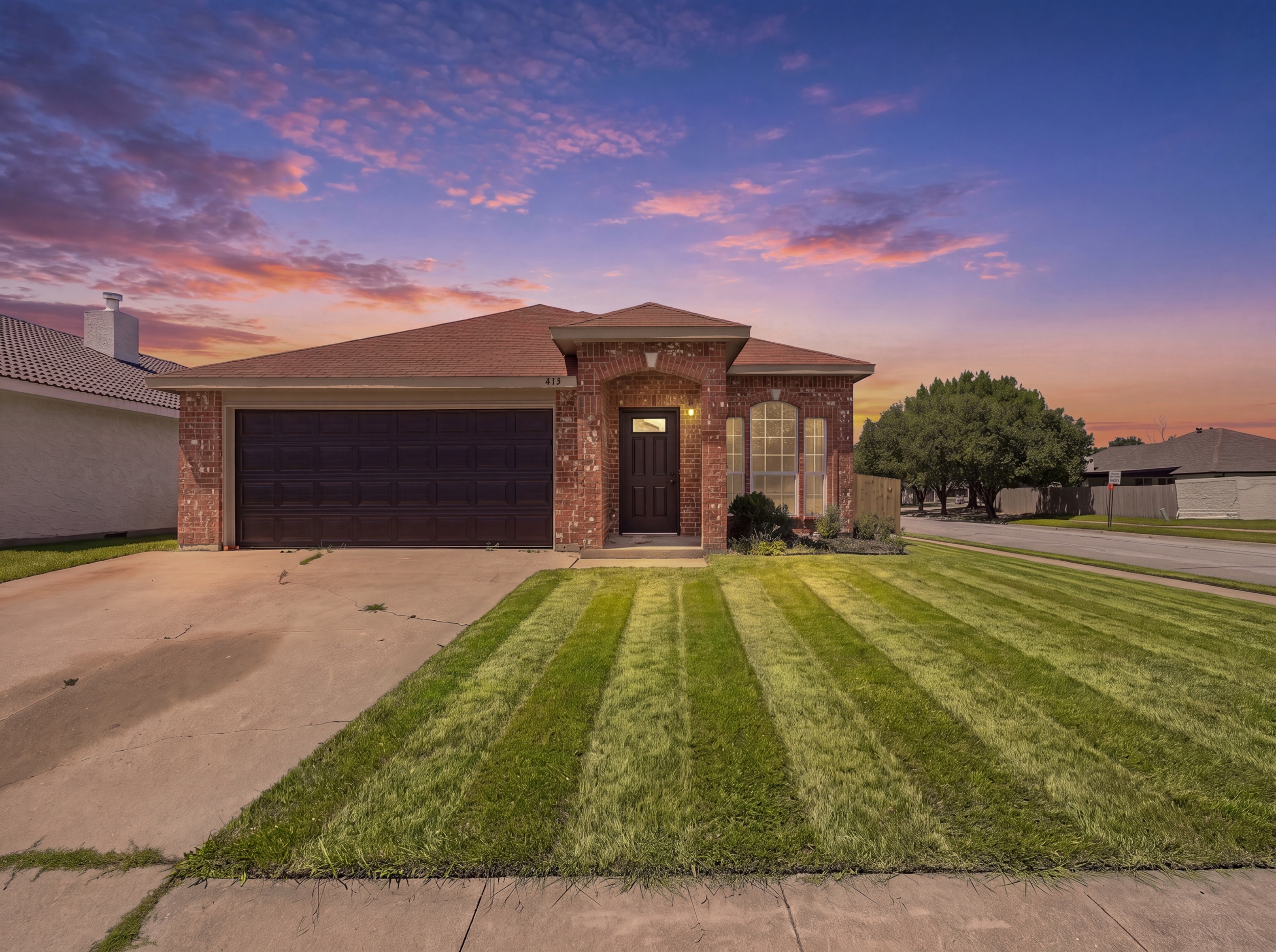 415 Cross Cut Drive in Arlington, Texas, photographed at twilight for its MLS listing