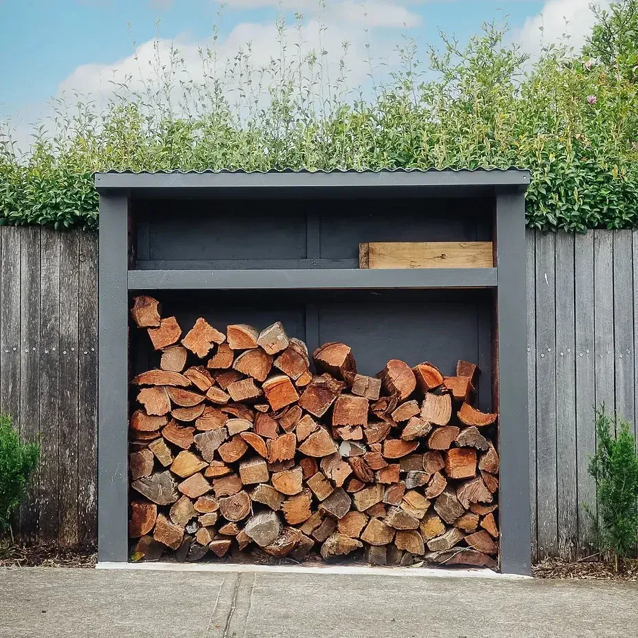 wooden fire wood box
