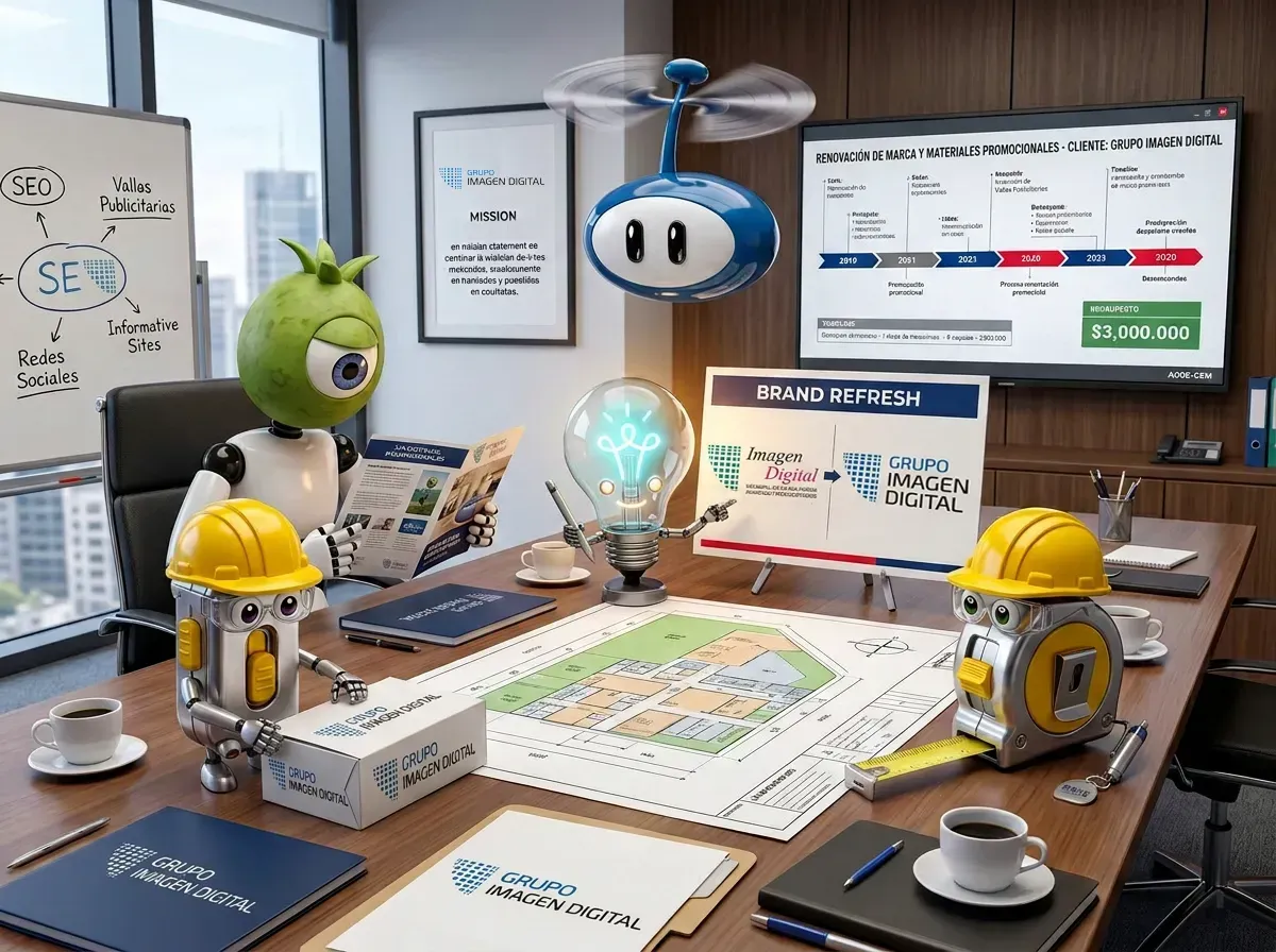 Visualización conceptual de renovación de imagen y presencia corporativa