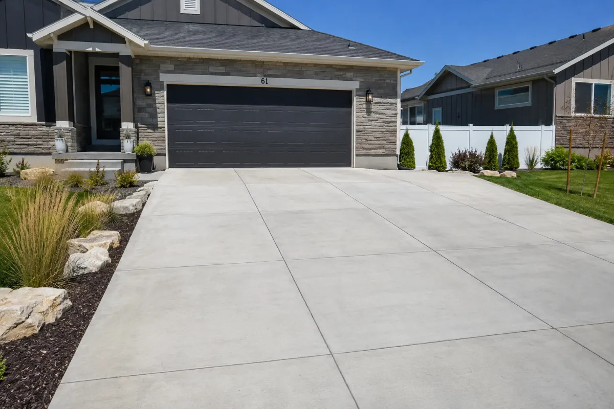 Professional concrete driveway installation in Utah by Luxury Concrete And Landscaping