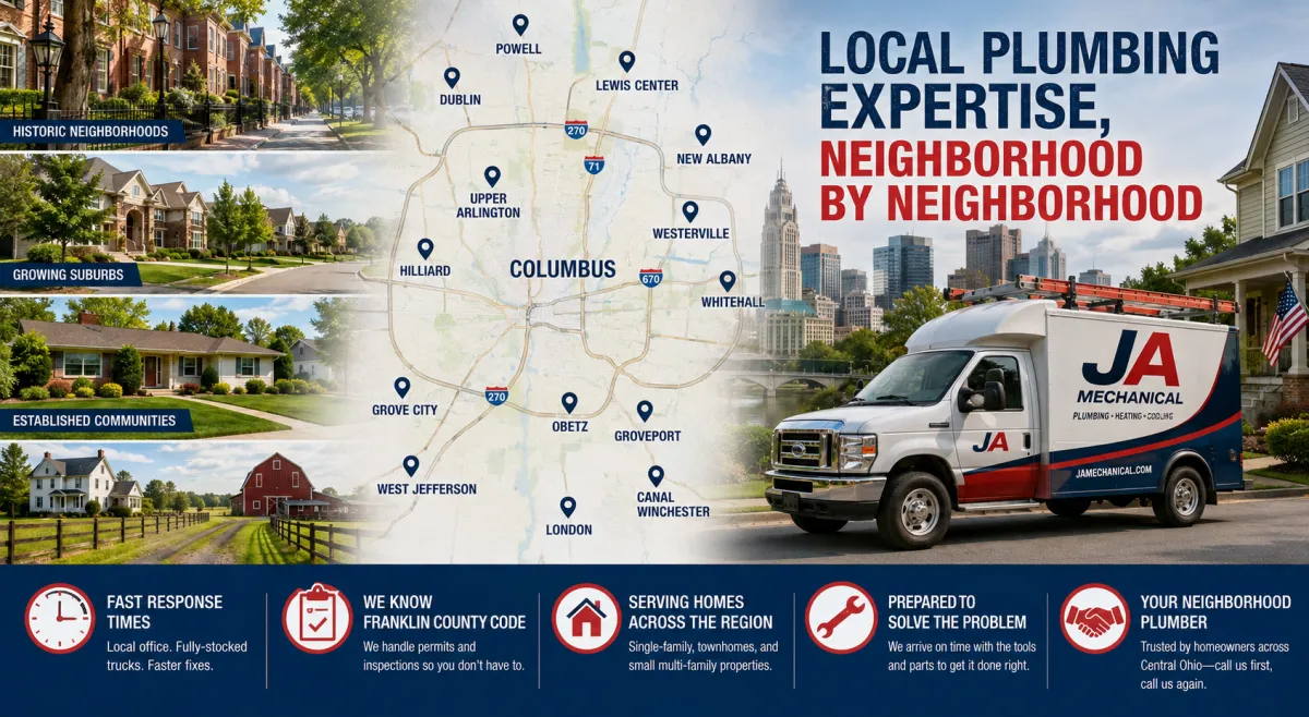 ja Mechanical Columbus plumbing service area