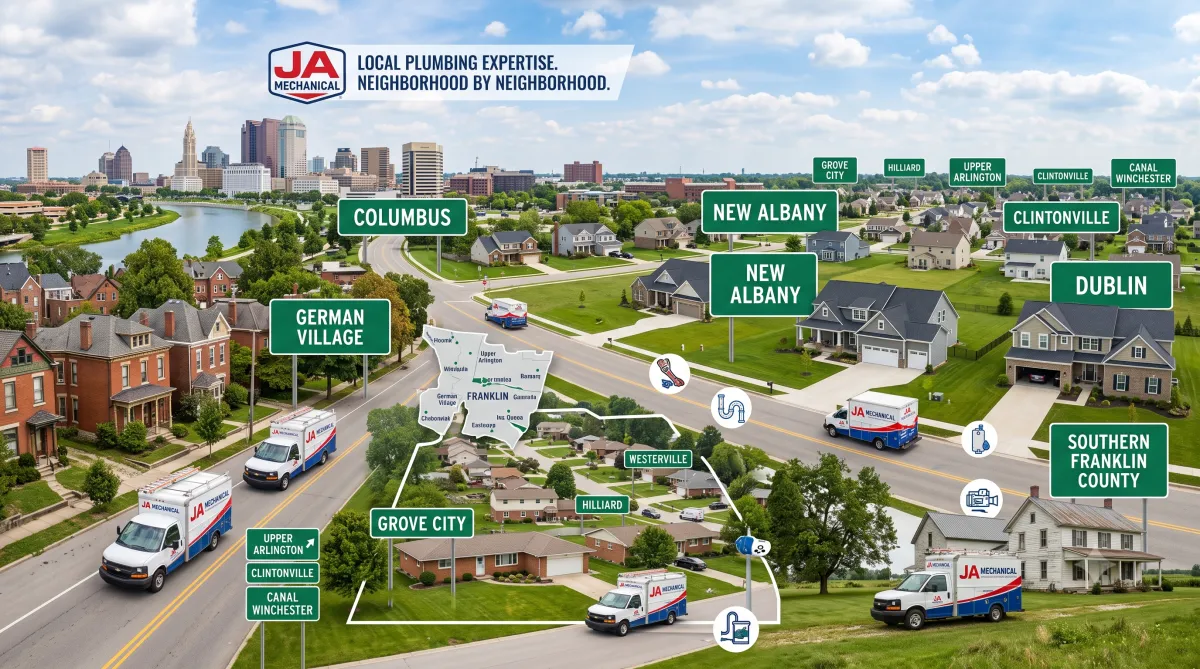 ja Mechanical hot water tank heater service area in columbus ohio