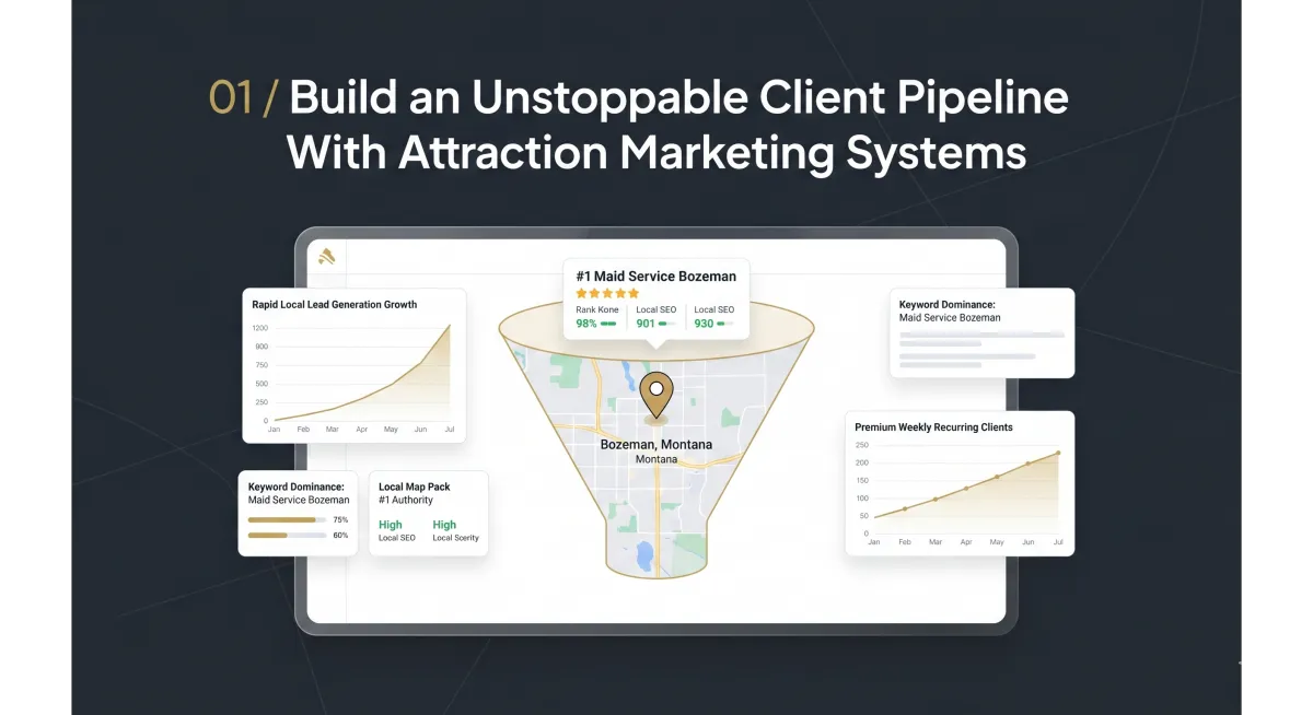 #1 SEO local map pack results with automated marketing pipeline for residential maid services