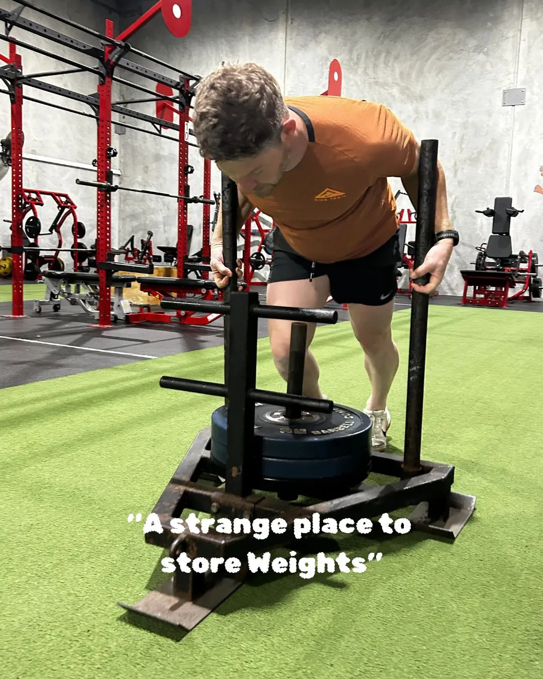 A STRANGE PLACE TO STORE WEIGHTS