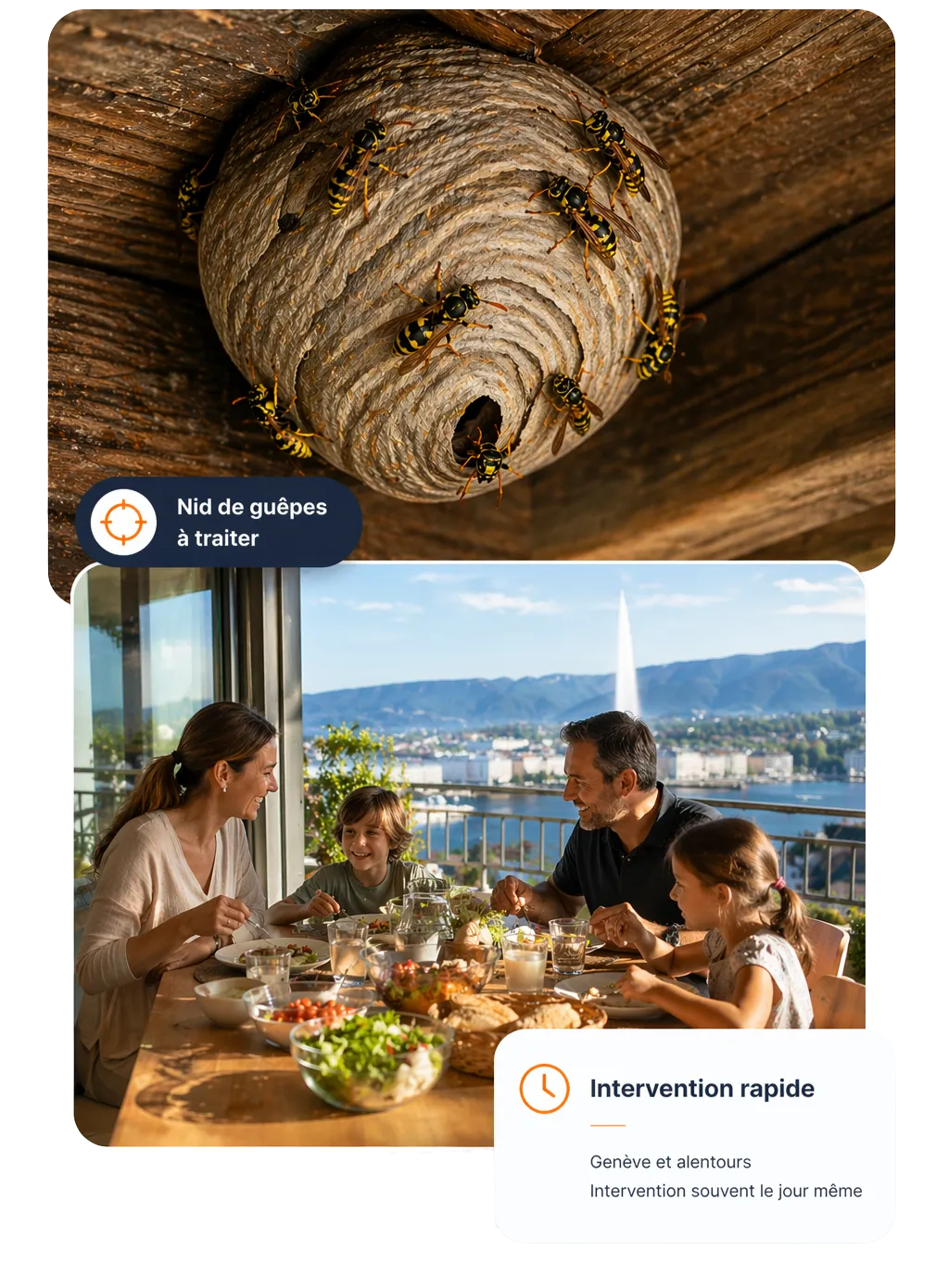 Elimination des nids de guêpes pour une famille en sécurité