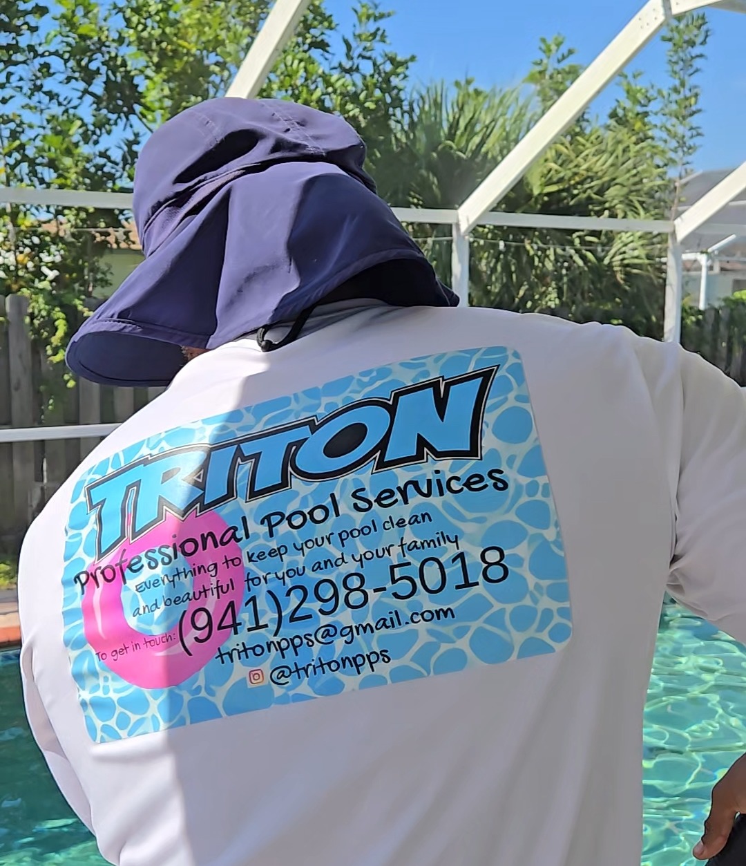 Portrait of the husband-and-wife owners of Triton Professional Pool Services