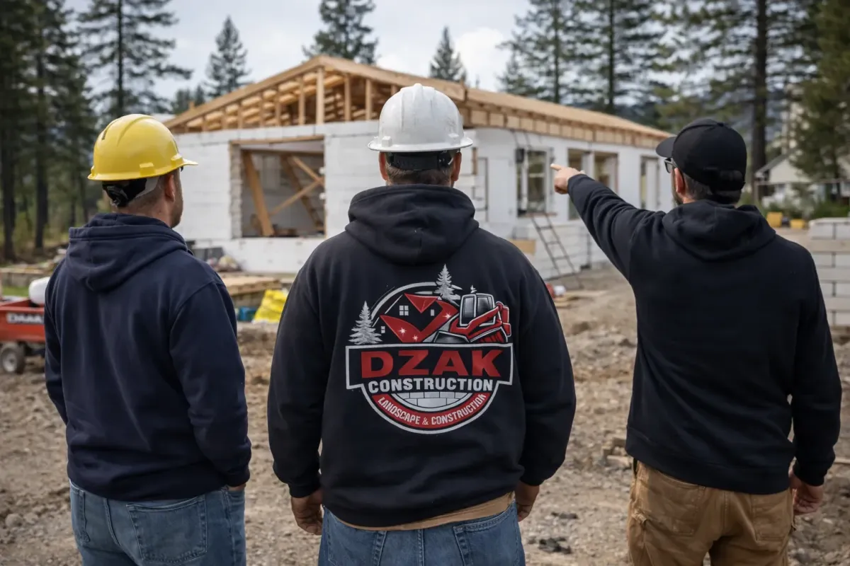 Dzak Construction crew planning a project.