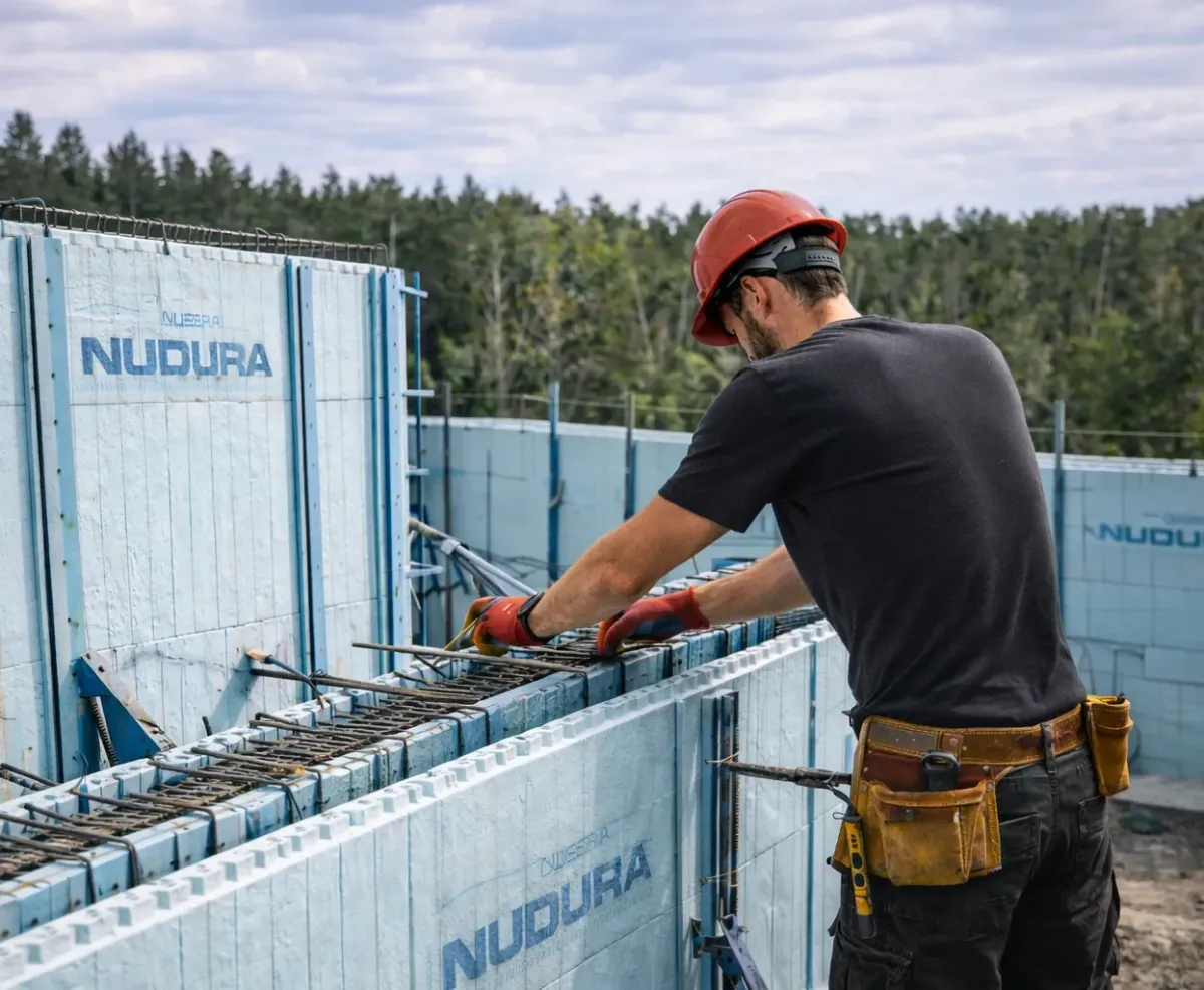 ICF wall construction using insulated concrete forms in Northern California