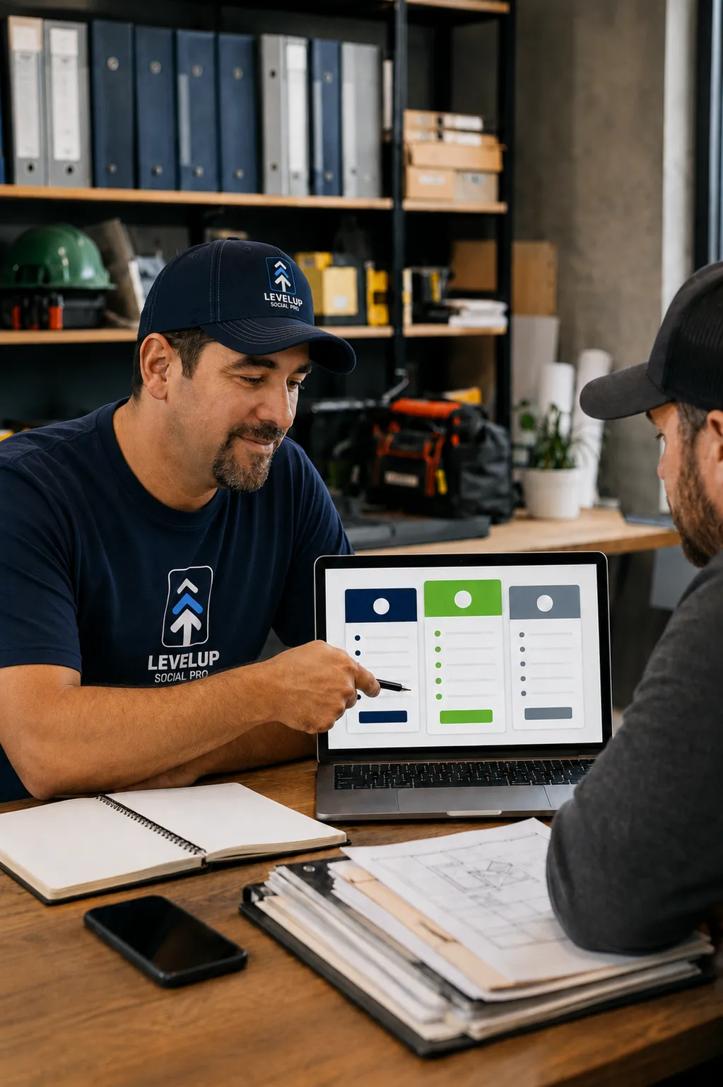 Team reviewing growth plan