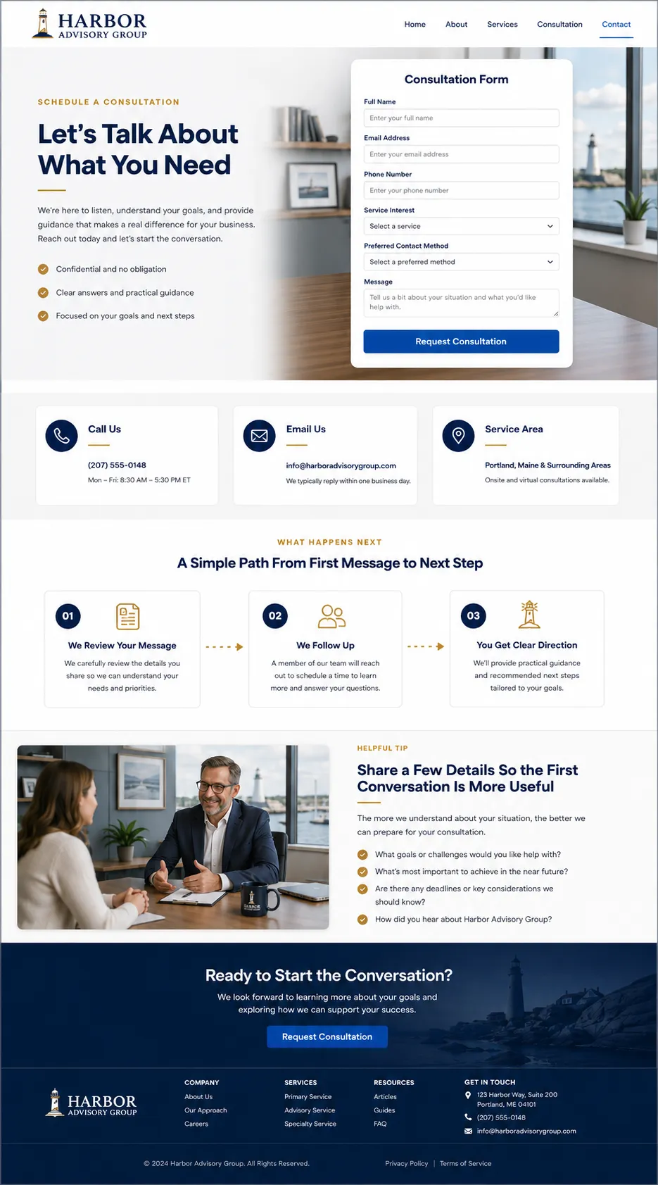 Contact Page Mockup