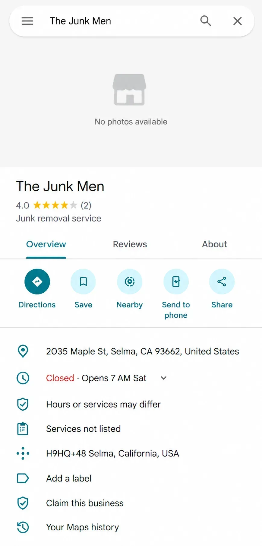 Example of a neglected profile with poor layout