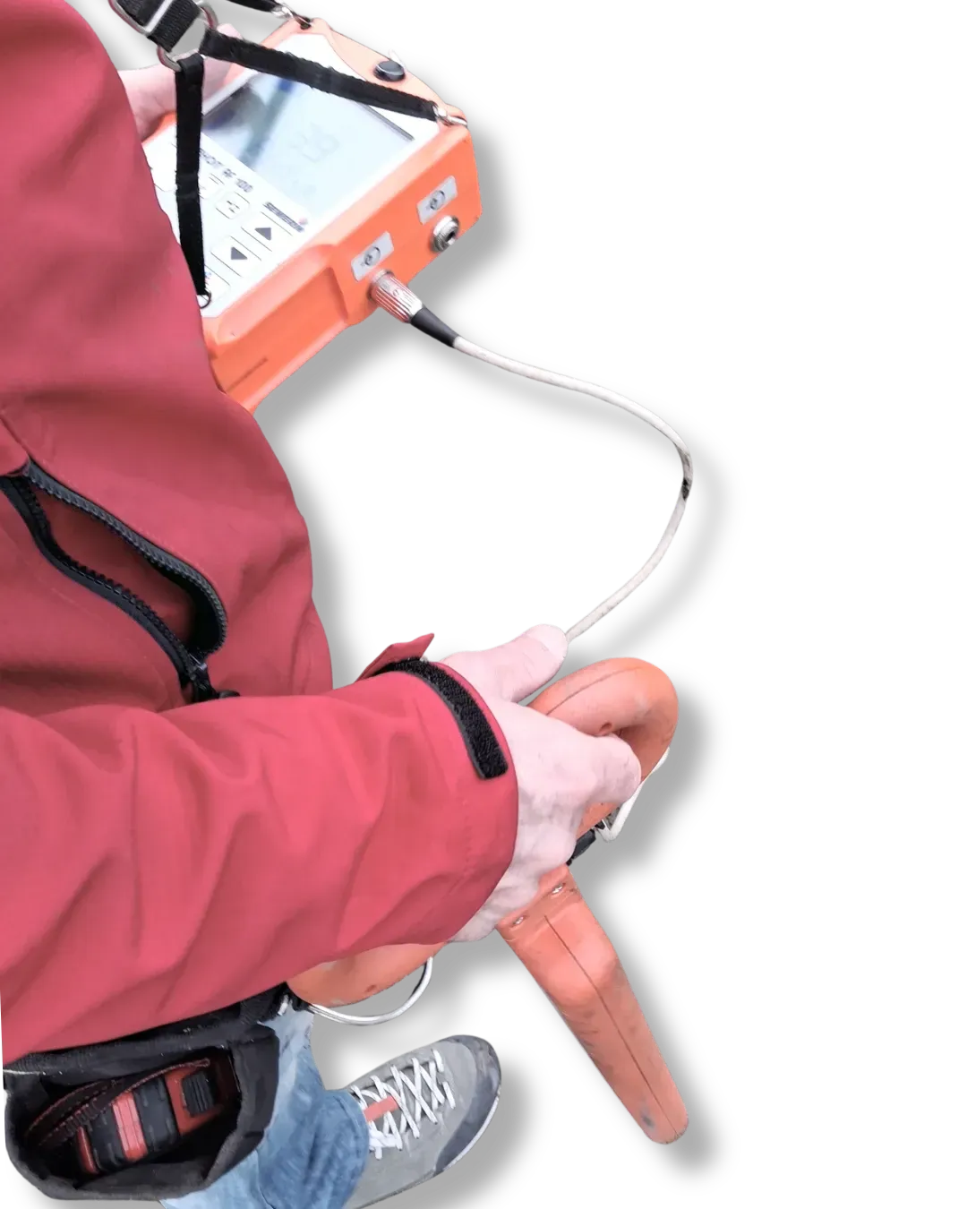 Kültéri hálózatdiagnosztika talajmikrofonnal, célzott feltárási pont kijelölésére.