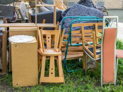 Furniture ready to be hauled off to the landfill.