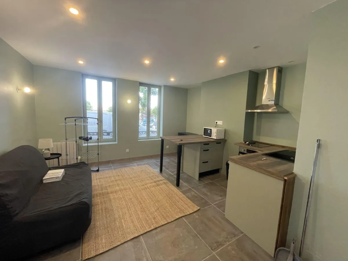 Studio entièrement rénové avec cuisine équipée : rénovation complète pour location ou revente
