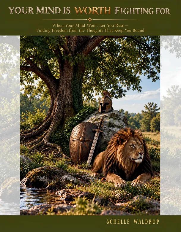 A lion resting next to a set of armor with the title: Your Mind is Worth Fighting For