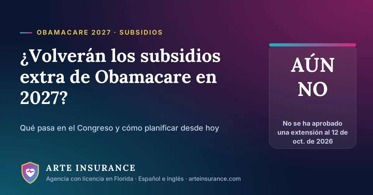 ¿Volverán los subsidios extra de Obamacare en 2027? No se ha aprobado una extensión al 12 de octubre de 2026