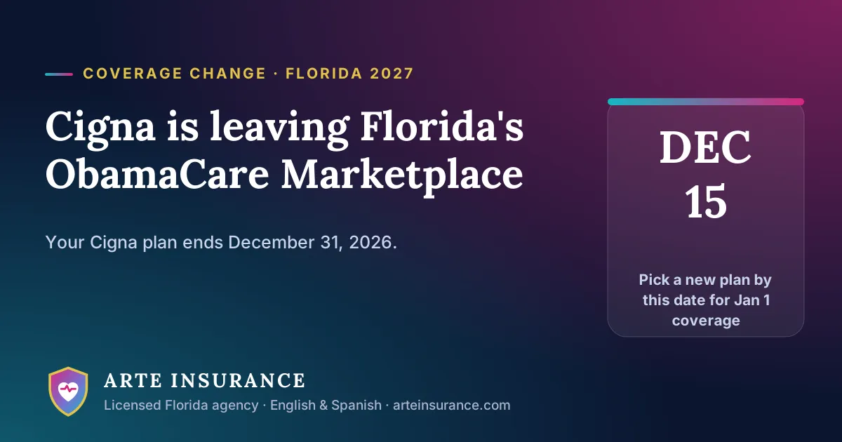 Cigna is leaving Florida's ObamaCare Marketplace in 2027: choose a new plan by December 15 for coverage on January 1