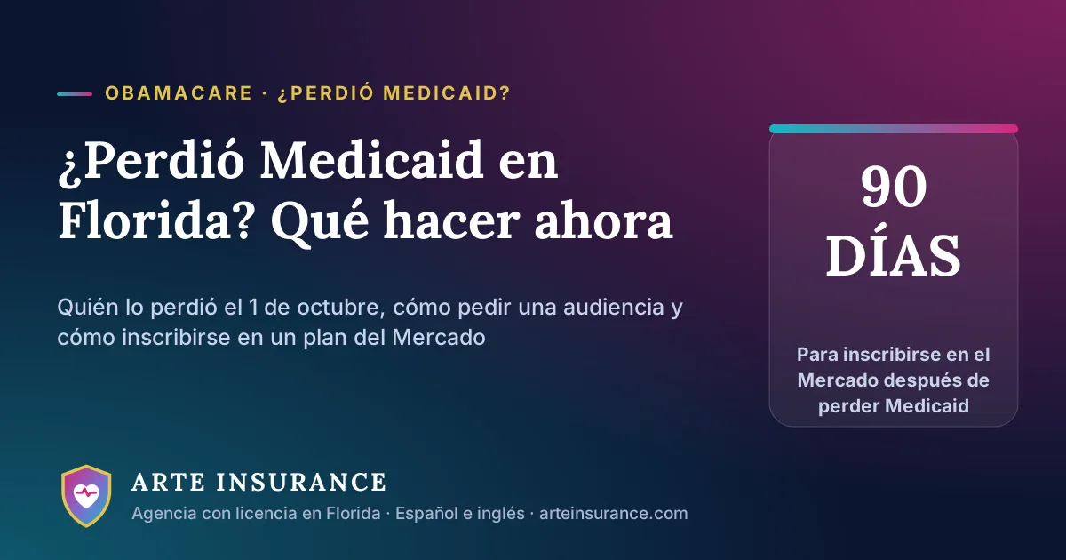 ¿Perdió Medicaid en Florida? Por lo general tiene 90 días para inscribirse en el Mercado después de perder Medicaid