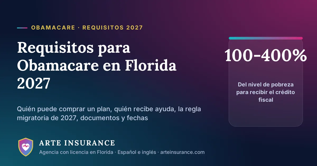 Requisitos para Obamacare en Florida 2027: quién puede inscribirse, límites de ingresos para el crédito fiscal, reglas migratorias y documentos