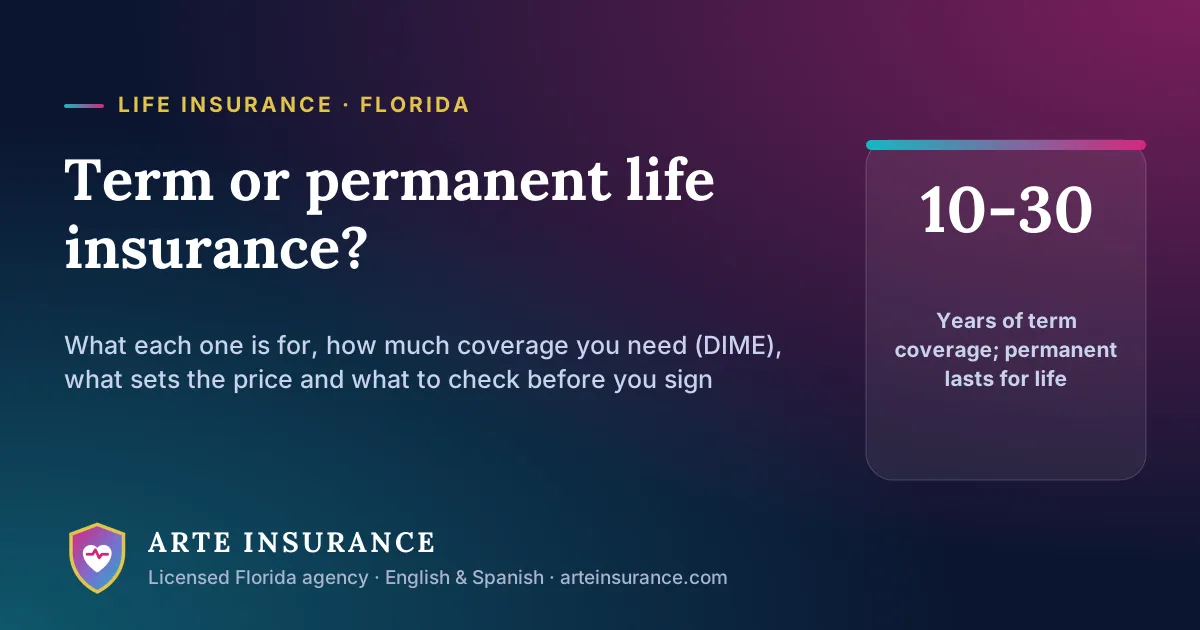 Term or permanent life insurance in Florida: what each one is for, how much coverage you need and what sets the price