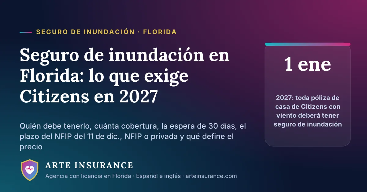 Seguro de inundación en Florida: lo que exige Citizens en 2027, la espera de 30 días y NFIP o privada