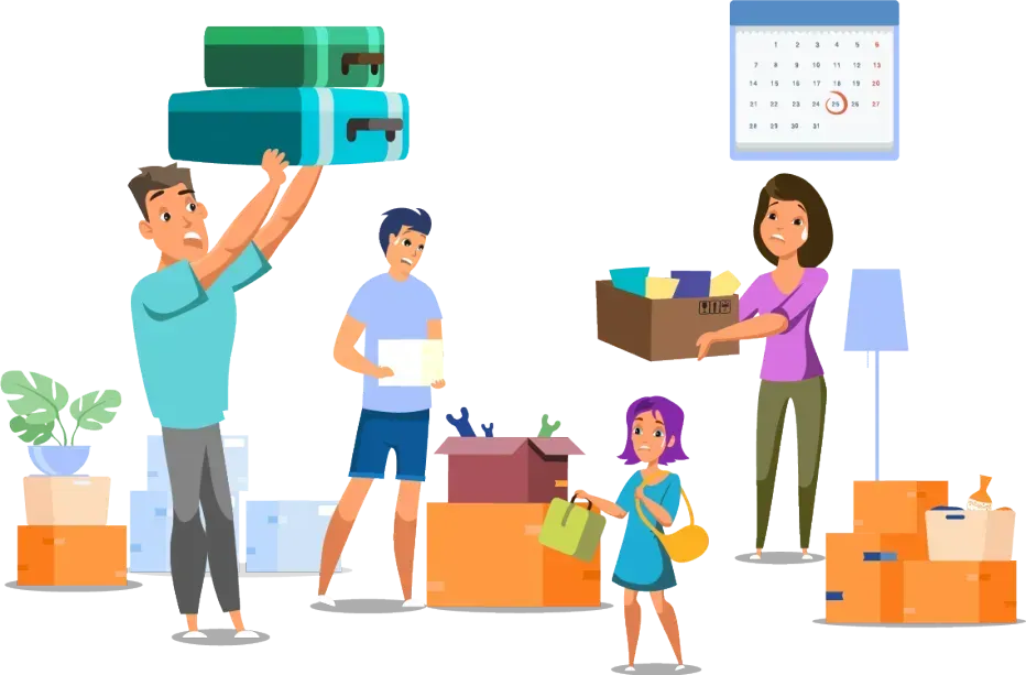 a family moving out of the house