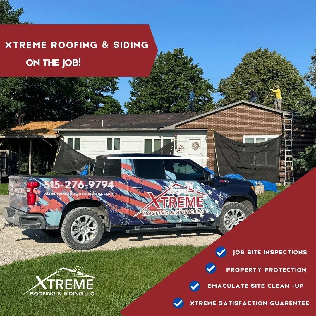 Asphalt roof replacement before and after in Winterset, Iowa