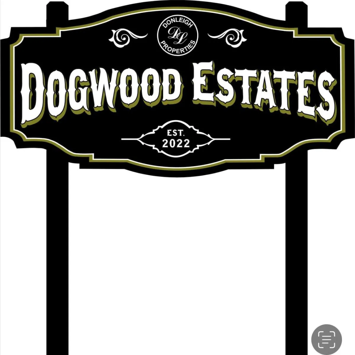 Sign that says "Dogwood Estates"