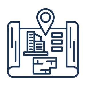 Icon of construction blueprint representing build and preparation step for Dream Design Building Group services