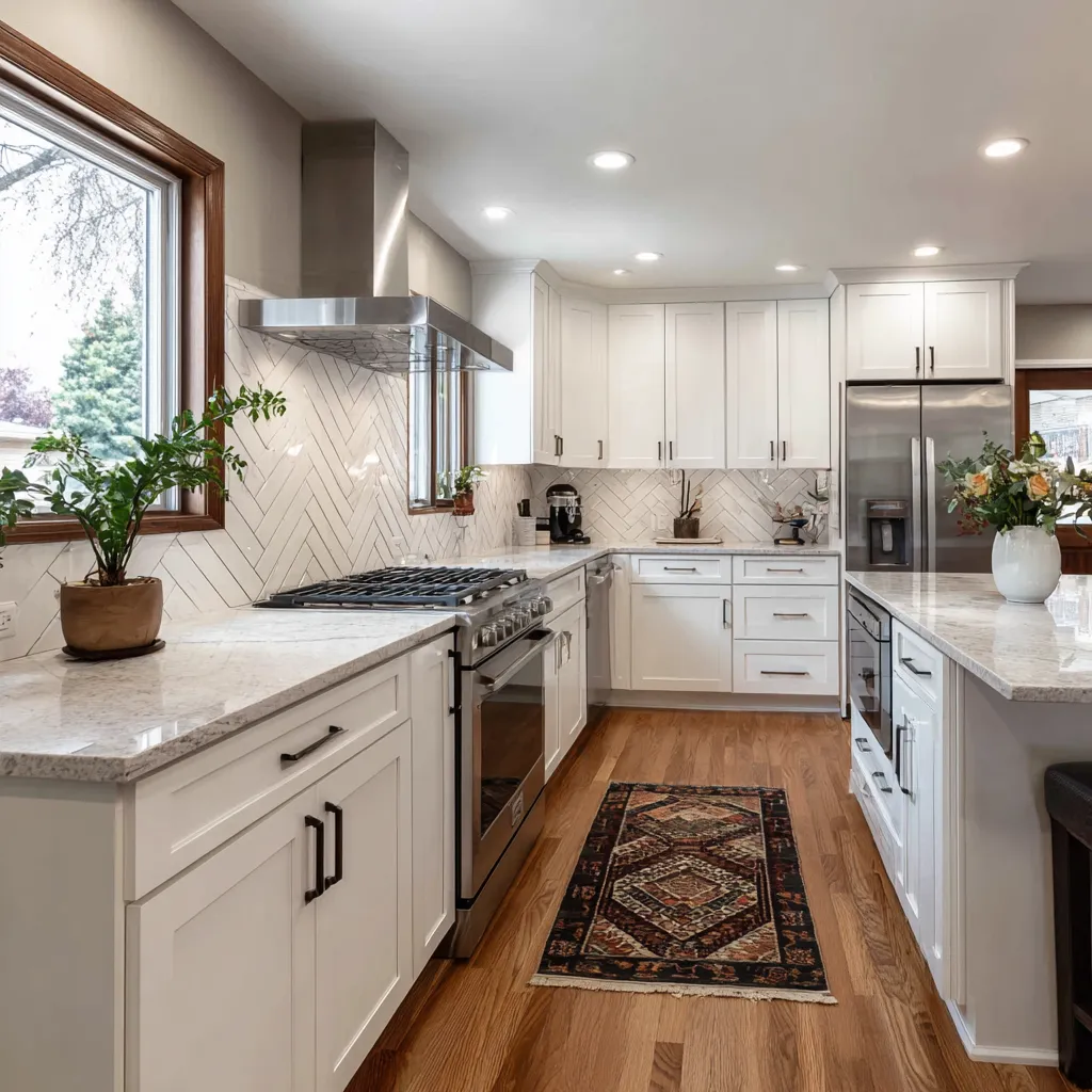 Kitchen Remodeling With White Cabinets And Quartz Countertops Albuquerque