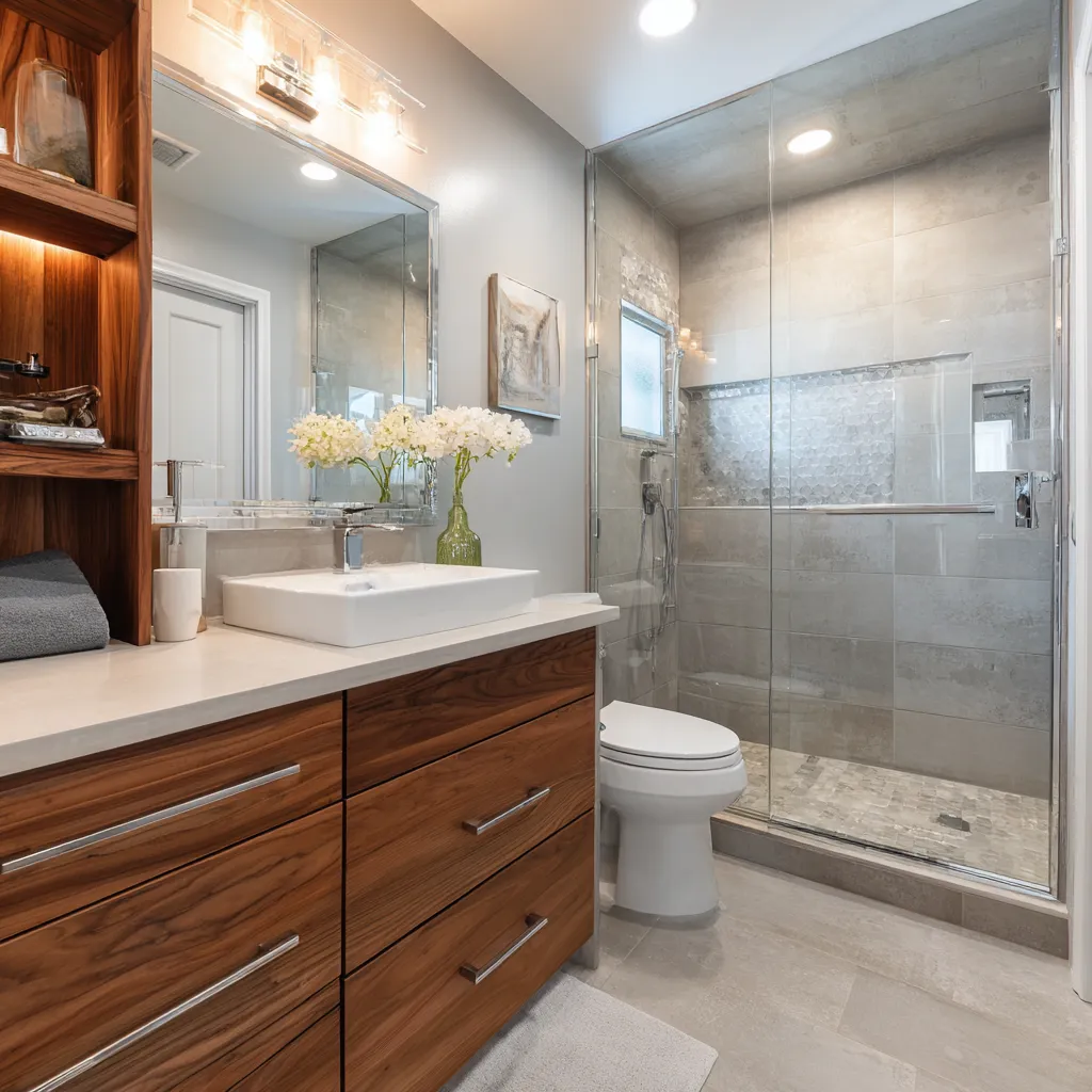 Bathroom Remodeling With Tile Shower And Double Vanity Albuquerque