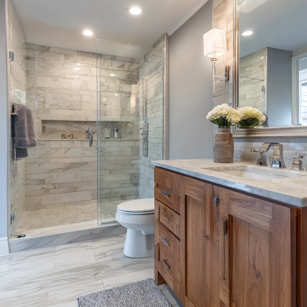 Custom Bathroom Vanity And Tile Shower Installation Albuquerque
