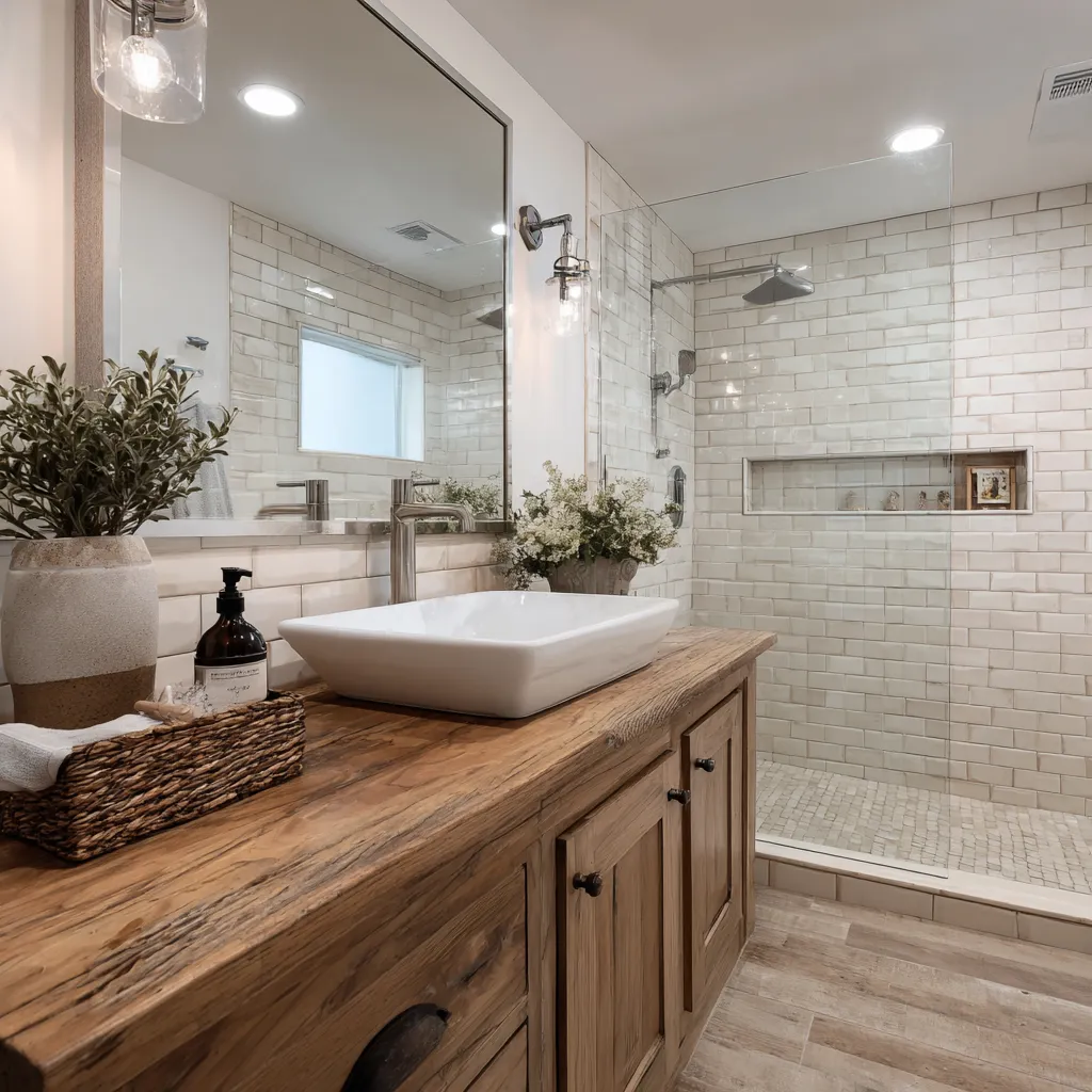 Modern Bathroom Remodeling With Walk In Tile Shower Albuquerque