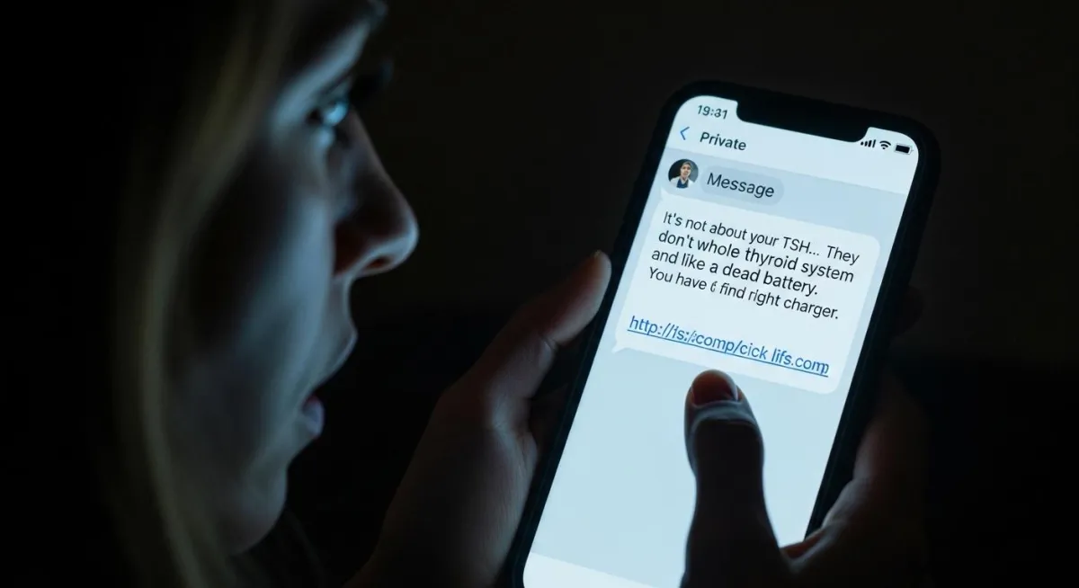 Woman reading message