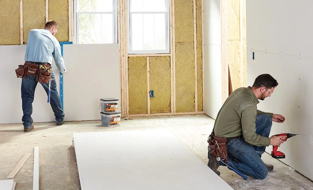 Drywall installation and repair with smooth finishes ready for painting