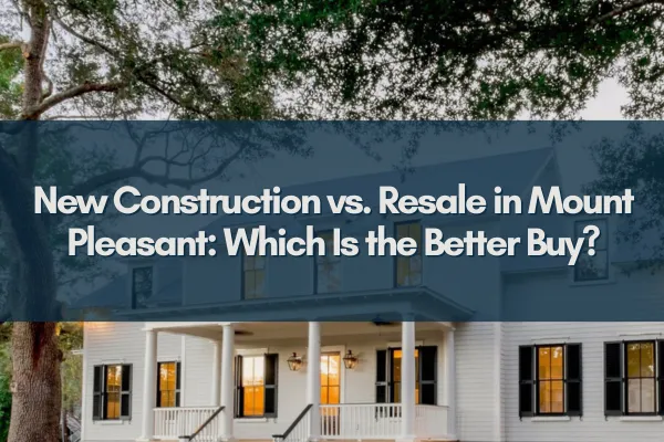 Beautiful Mount Pleasant neighborhood with new construction homes and mature trees.