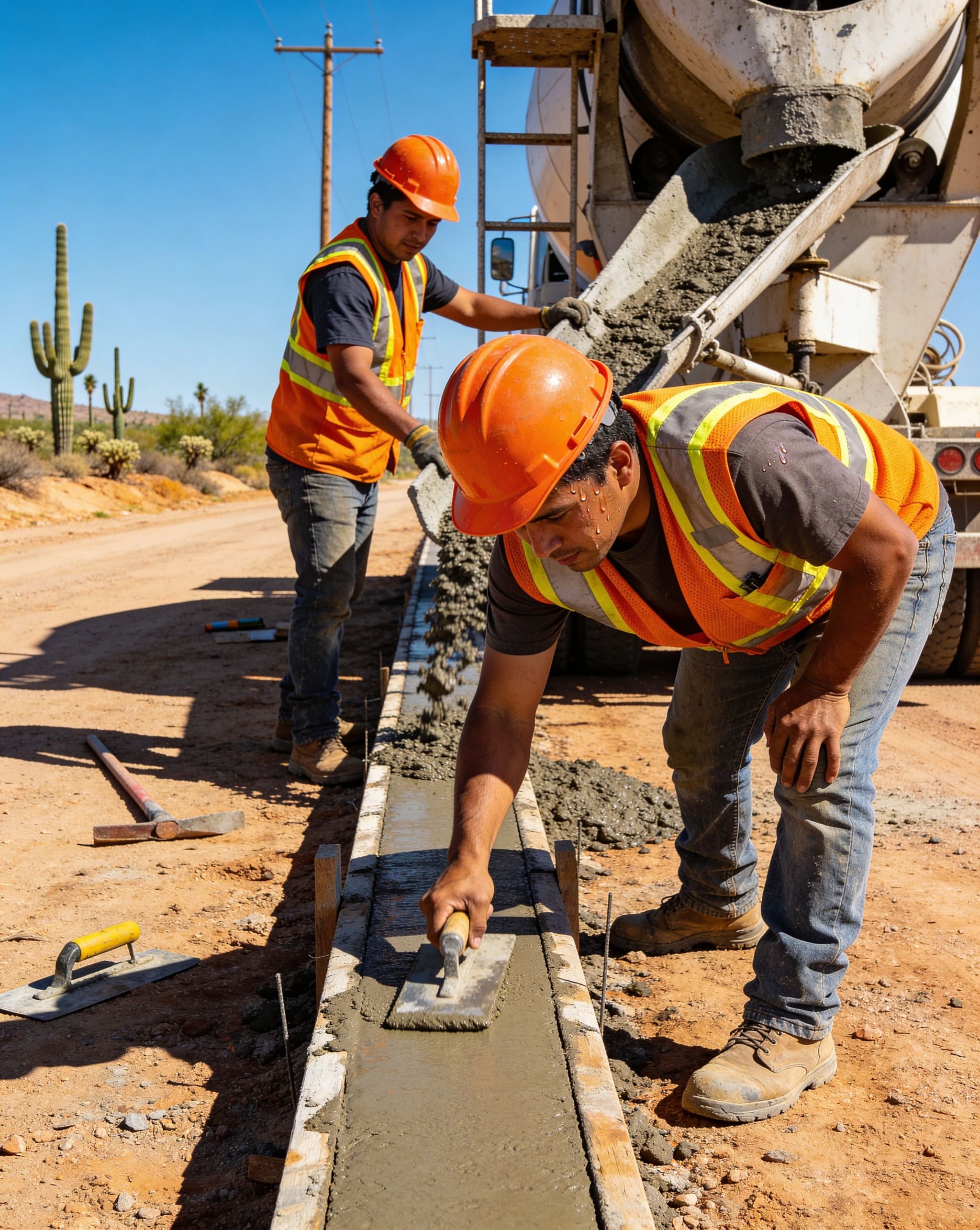 concrete curb gutter pour Chandler AZ · parking lot · Ares Eros veteran contractor
