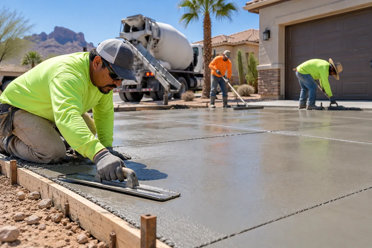  Residential concrete driveway installation by a professional concrete contractor in Mesa, Arizona