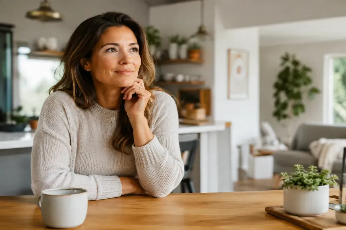Woman sitting pondering her experience of cravings