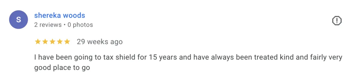 TaxShield Service Detroit Google review 