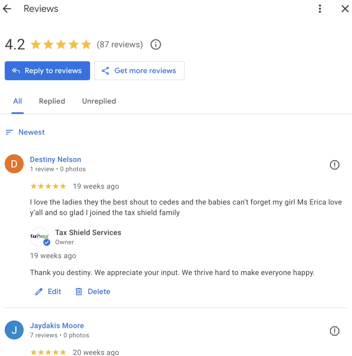 TaxShield Service Detroit Google reviews