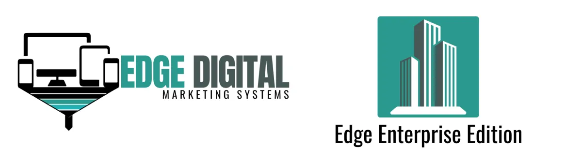 Logo with image of large buildings