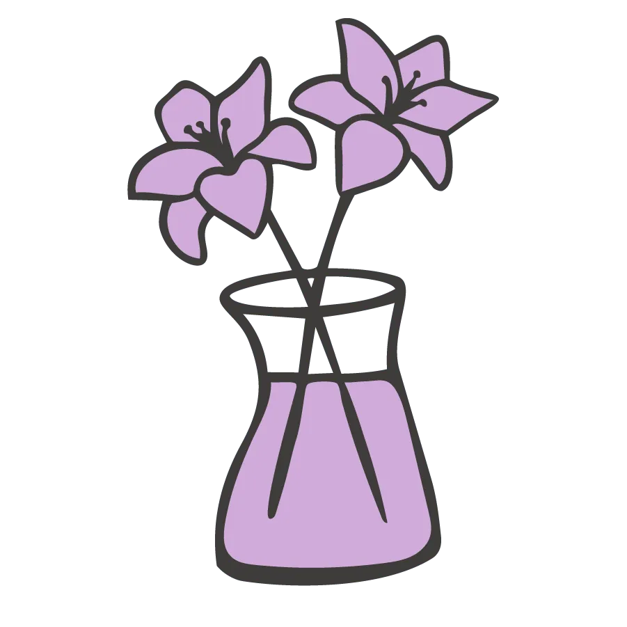 Illustrated purple lilies in a vase icon for fractional CFO services, Jamie's favorite flower.