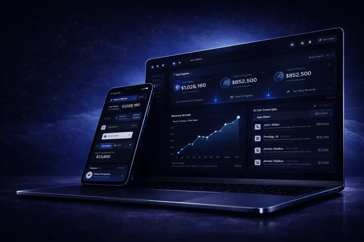 AI lead pipeline and revenue dashboard mockup