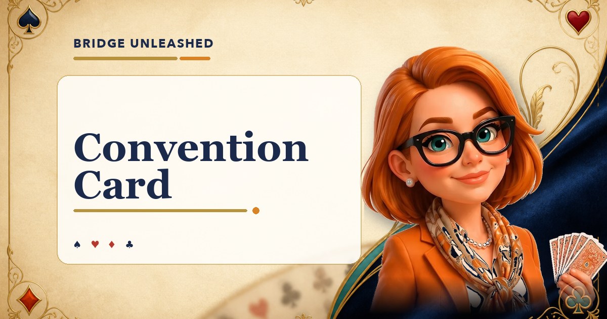 Bridge Unleashed guide to filling out a convention card with Tracey Bauer's avatar.