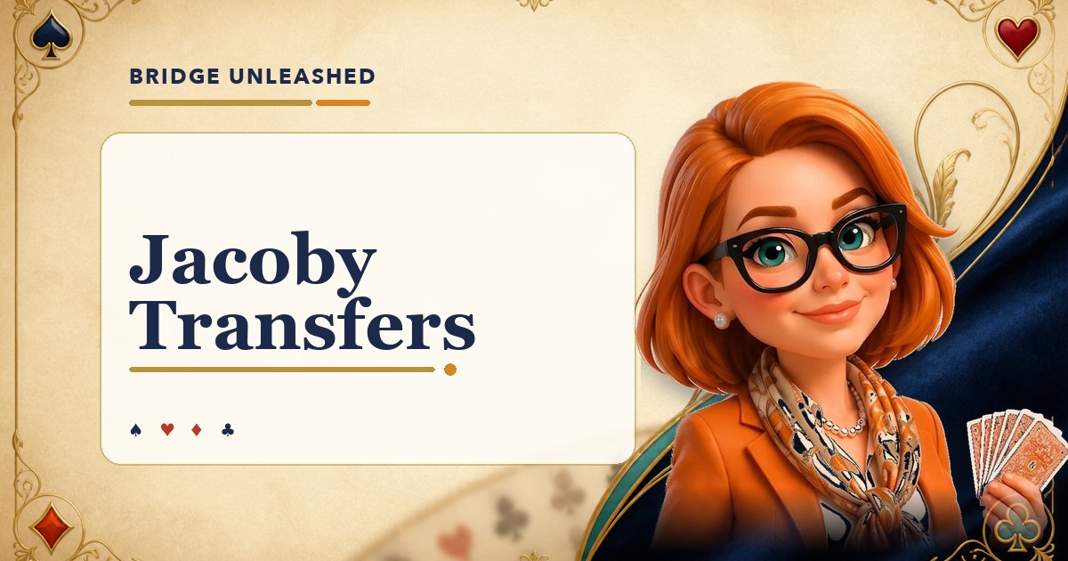Bridge Unleashed guide to Jacoby Transfers with Tracey Bauer's avatar.