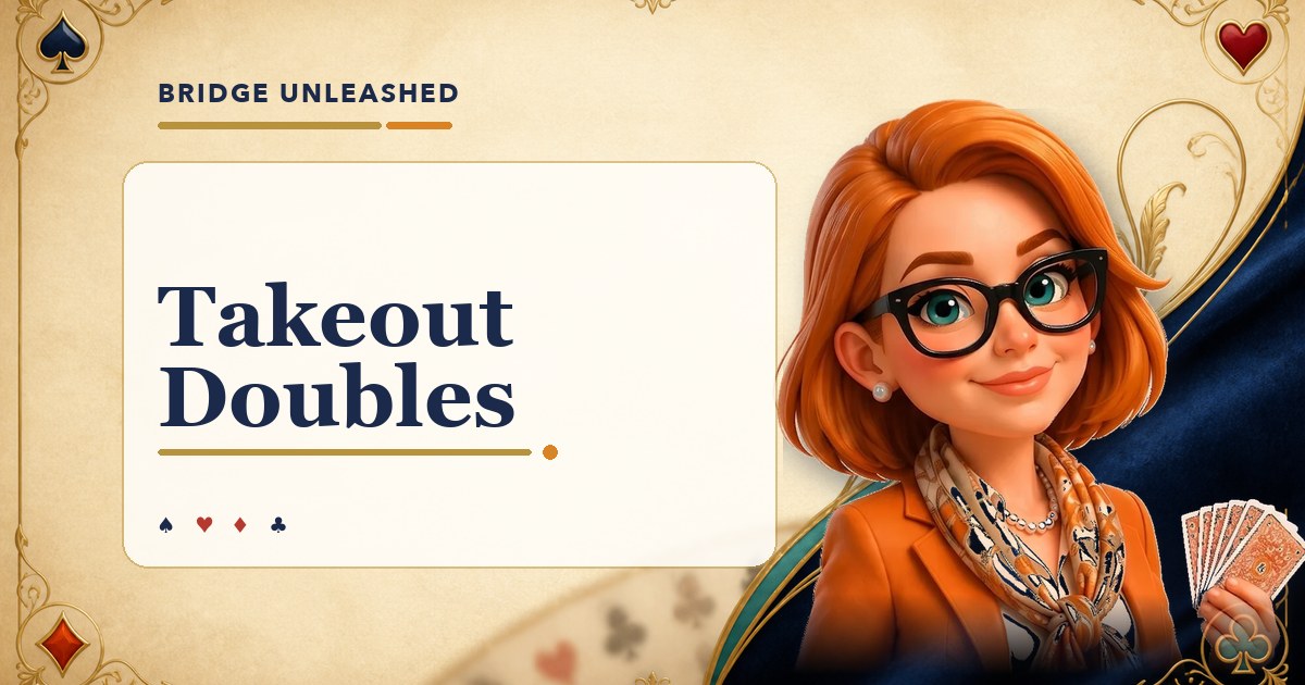 Bridge Unleashed guide to takeout doubles with Tracey Bauer's avatar.