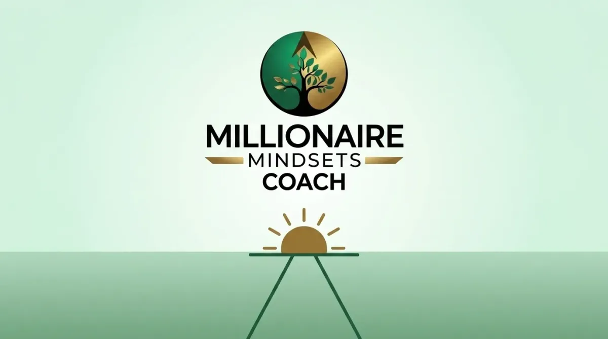 Minimalist digital illustration of a path on a green gradient background leading to a rising sun, symbolizing the journey to financial freedom.