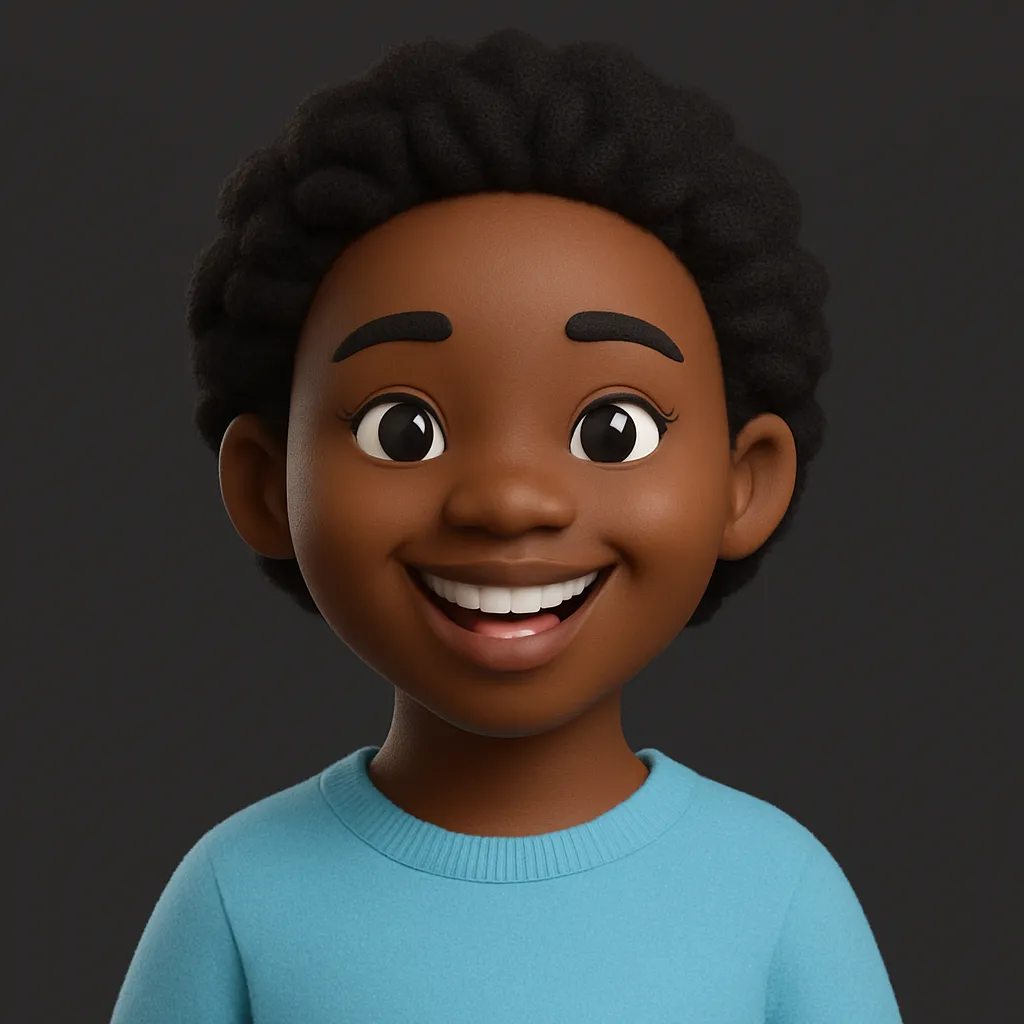 3D-rendered portrait of a smiling young African-American woman with natural curly hair and a light blue sweater, used as a testimonial avatar for Quick Tow Towing’s website.