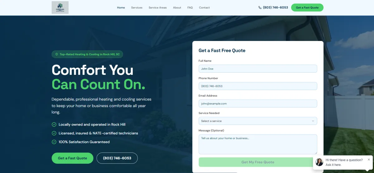 Professional HVAC Website Mockup